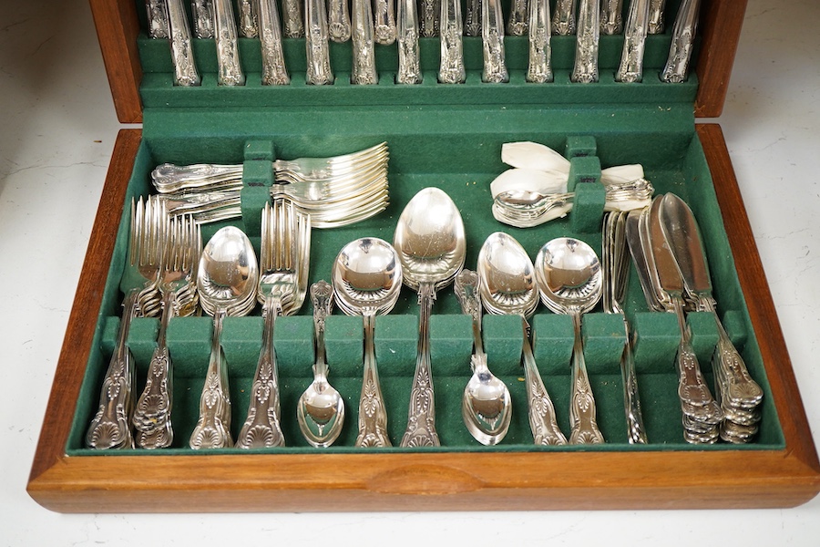 A canteen of Sheffield Plate King's pattern flatware with plated mounts